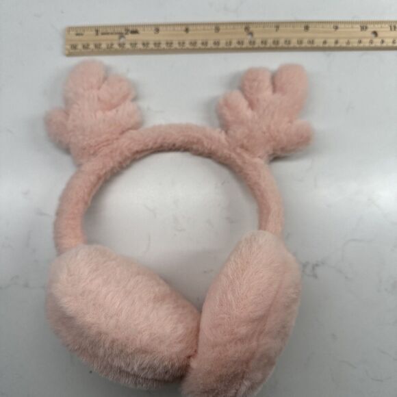 Pink Fur Reindeer Antler Ear Muffs Warmers - Picture 9 of 9